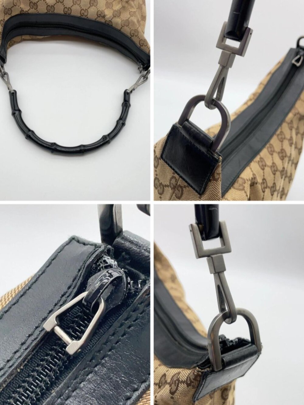 Authentic Gucci Vintage GG Canvas Bamboo Handle Hobo Shoulder Bag - Picture 11 of 16